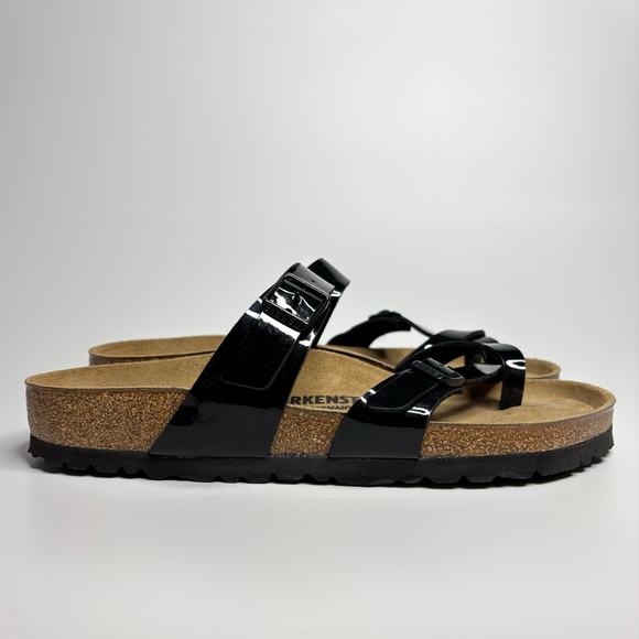 Birkenstock Shoes - Birkenstock Mayari Toe-Loop Comfort Sandal in Black Patent